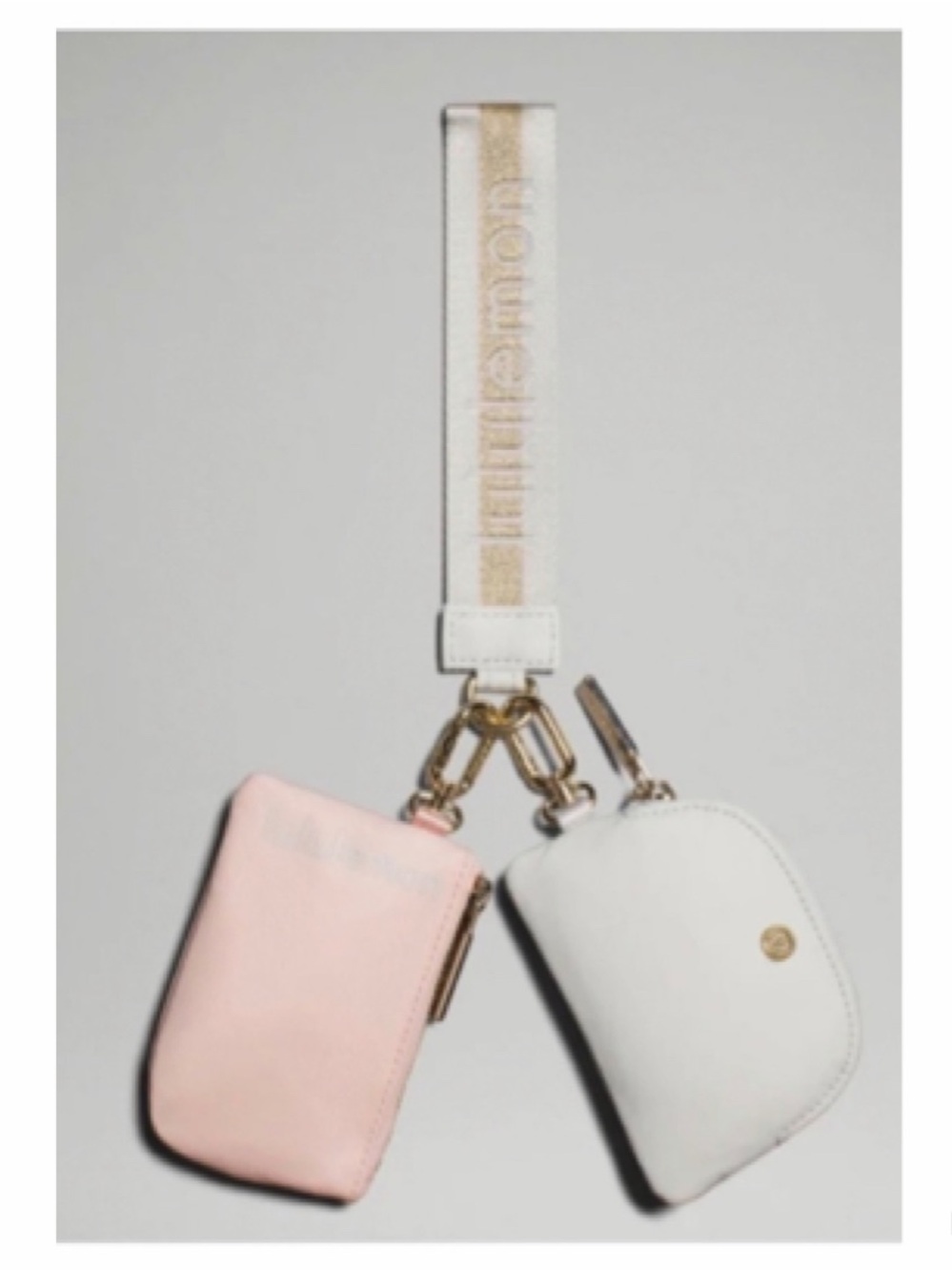 NEW Lululemon Dual Pouch Wristlet ~ Vapor/Gold/White